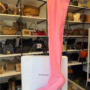 Balenciaga Vibrant Pink Thigh-High Boots